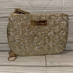 LILLY PULITZER LOUISE QUILTED KEY ID CARD CASE IN GOLD METALLIC